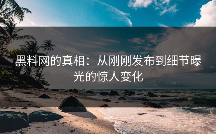 黑料网的真相：从刚刚发布到细节曝光的惊人变化